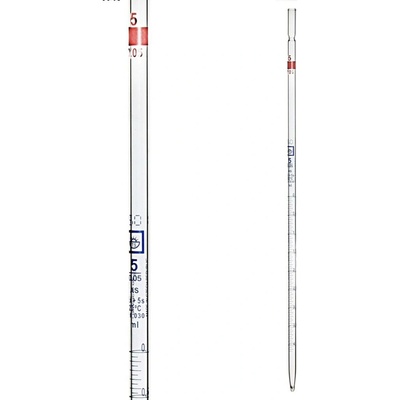 Vícedimenzionální pipeta, 5 ml (0,05 ml), třída AS, modrá stupnice, s certifikátem