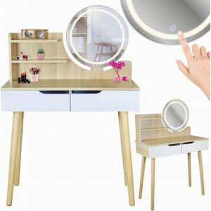 JUMI Тоалетка Scandi 2 с кръгло LED огледало 40 см, 125x80x40 см 41271 (CM-254138)