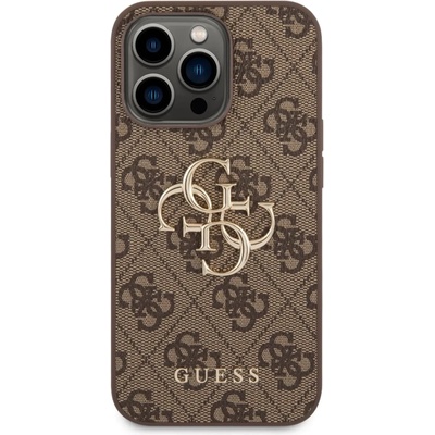 GUESS Гръб Guess PU 4G Metal Logo Case за iPhone 14 Pro - Кафяв
