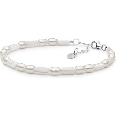 Gaura Pearls stříbrný náramek Odelina perla Mother of Pearl 242-01B stříbrná Bílá