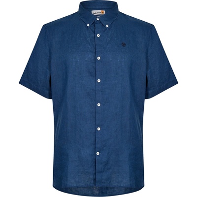 Timberland Риза с къс ръкав Timberland Men's Linen Short Sleeve Oxford Shirt - Dark Denim