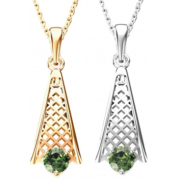 A-B Comet pendant with moldavite in white and yellow gold jw AUV1116