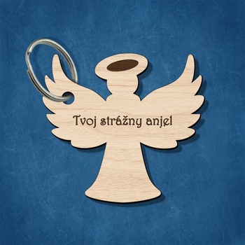 Prívesok na kľúče Gravírovaná z dreva Tvoj strážny anjel