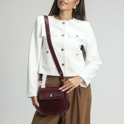 Wojewodzic dámska kožená kabelka crossbody bordová 31883/