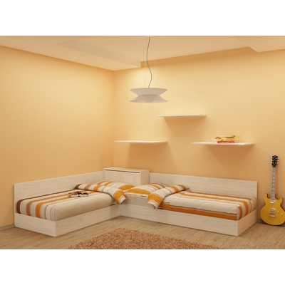 DST Ъглови легла с матраци-dst 82/190, бял дъб