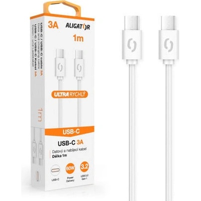Aligator DATKP32 Dátový POWER 3A USB-C - USB-C, bílý