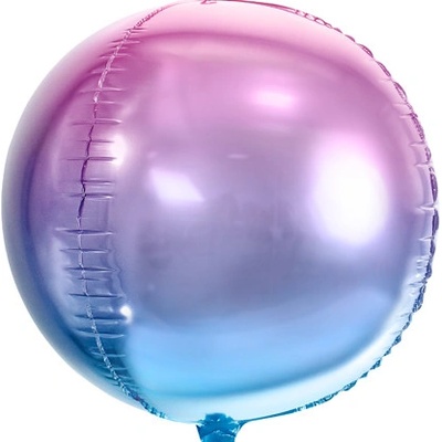 PartyDeco Balonek fóliový koule ombre fialovo modrá 35 cm