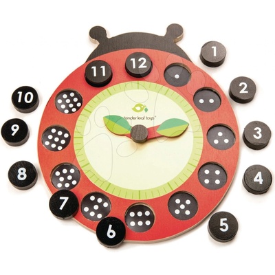 Tender Leaf Toys magnetické hodiny s chrobáčikom Ladybug Teaching Clock závesné s 12 bodkovanými číslami