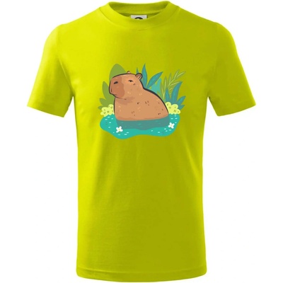 Kapybara vo vode tričko limetková