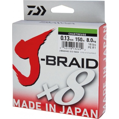 Daiwa šňůra J-BRAID Chartreuse 150m 0,13mm 8kg