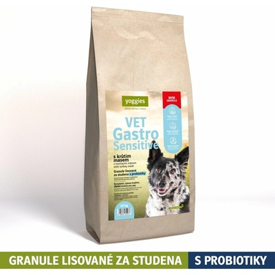 Yoggies Vet Gastro Sensitive s morčacím mäsom Mini lisované za studena s probiotikami 10 kg