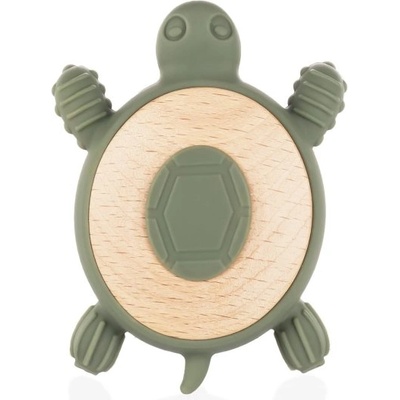 Zopa Silicone Wooden Teether Turtle гризалка 0 m+ Forest Green
