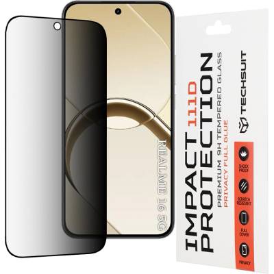 Techsuit Стъклен протектор за поверителност за Realme 16 5G - 111D Privacy Full Glue - Techsuit - Черен