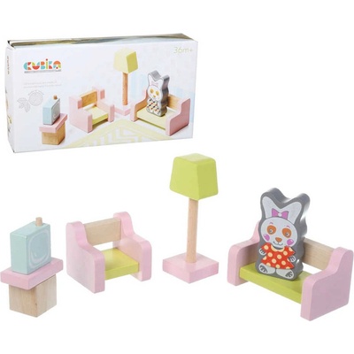 CUBIKA Dřevěný nábytek pro panenky Obývací pokoj