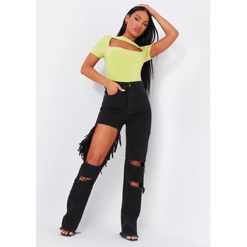 Image 1 of Missy Empire Дънки Missy Empire High Waisted Cut Out Ripped Denim Jeans - Black