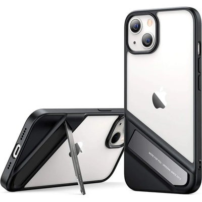 UGREEN Fusion Kickstand Case - хибриден удароустойчив кейс с поставка за iPhone 13 (черен-прозрачен)