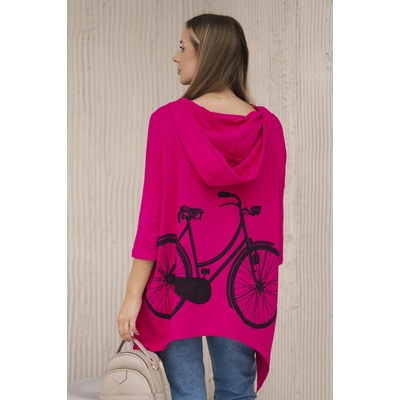 Kesi Sweatshirt with pink neon bicycle print ružová