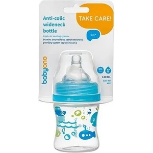 BabyOno Шише за хранене Babyono - С широко гърло, 120 ml, синьо (5901435411001) - ozone