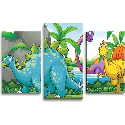 Sablio Obraz - 3-dílný Dinosauři 3 - 75x50 cm