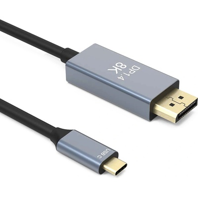 DeTech Кабел DeTech, USB-C - DP, 1.8m, 8К, 60Hz, Черен - 18398 (18398)