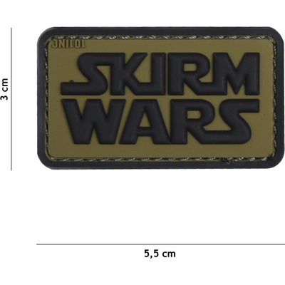 Gumová nášivka 101 Inc nápis Skirm Wars - olivová