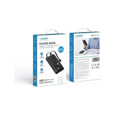 VEGER Външна батерия, VEGER, 10000 mAh, Schwarz (C11)