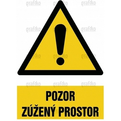 Grafiko | Výstraha, nebezpečí - Text obrázku Pozor - zúžený prostor, Materiál Hliník, Rozměr 297x210mm