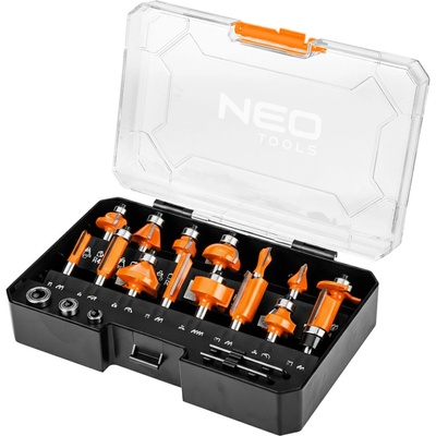 NEO TOOLS Frézy na vidle stopka 8 mm, sada 15 kusů