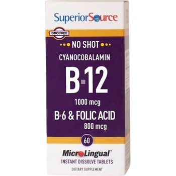 SuperiorSource Vitamin B-12 1000 mcg | With B-6 & Folic Acid 800 mcg [60 Подезични таблетки ]