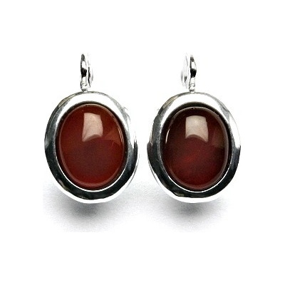 Čištín Zlaté náušnice,bílé i žluté zlato, přírodní červený achát - NK 1453