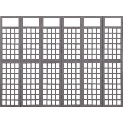 vidaXL 6-panelový paraván/mriežka masívne jedľové drevo sivý 242,5x180 cm 316489