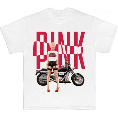 Pink tričko Motorbike biele