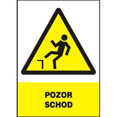 Tabule výstražná Pozor schod A4