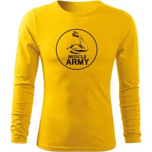 DRAGOWA FIT-T Тениска с дълъг ръкав Muscle Army Biceps, жълта, 160 г/м2 (5834)