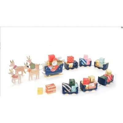 PartyDeco Adventní kalendář Santovy sáně