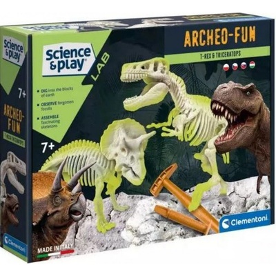 Clementoni Vykopávky 2v1 T Rex a Triceraptos