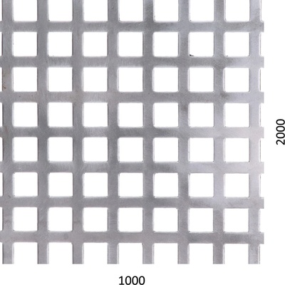 Dierovaný plech Zn t = 1 mm, otvor 10 x 10 mm, rozteč 14 mm