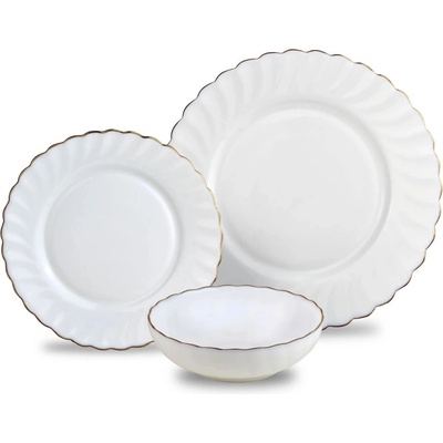Kinghoff Сервиз за хранене Kinghoff KH 1921, 18 части, За 6 души, Опалово стъкло, Бял/Зластист
