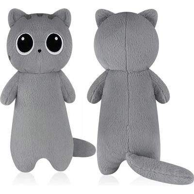 KOČKA s velkýma očima šedá 60 cm