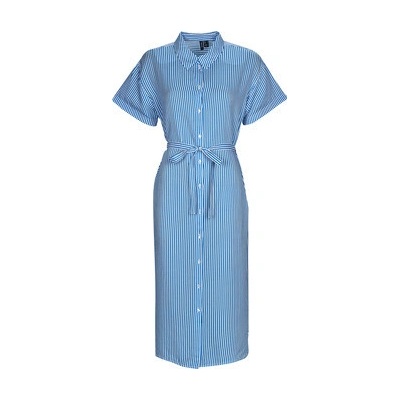 Vero Moda Společenské šaty VMBUMPY SS CALF SHIRT DRESS NOOS Modrá