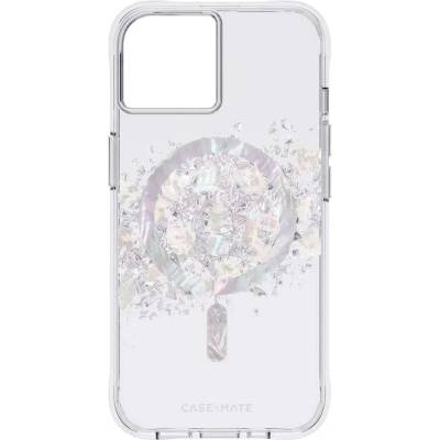 Case-Mate Karat Touch MagSafe Case - дизайнерски удароустойчив кейс с истински перли и MagSafe за iPhone 14 (прозрачен)