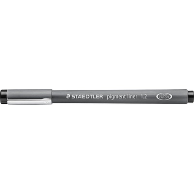 STAEDTLER black pigment liner, line width 1.2 mm, indelible pigment ink, long metal tip, long service life, 10 fineliners in a cardboard case, 308 12-9