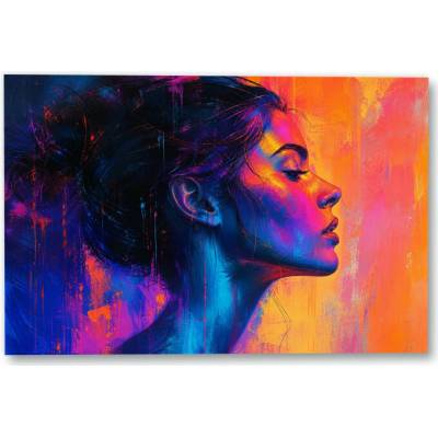 Plakát – Expresivní profil v neonových barvách Bez rámu Ano Bez rámu 135 × 90 cm