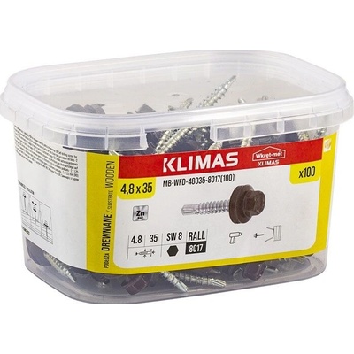 Klimas Samovrtný šroub plech–dřevo 4,8x35 mm, 6× 100 ks MB-WFD48035-8017(100)(X6)