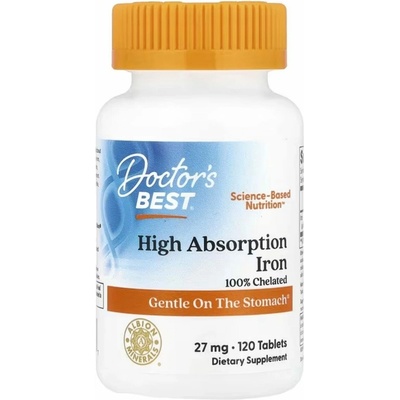 Doctor’s Best High Absorption Iron Ferrochel bisglycinát zinečnatý 27 mg 120 tablet