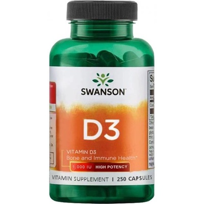 Swanson Vitamin D3, High Potency, 25 mcg, 250 капсули, Swanson (SW1030)