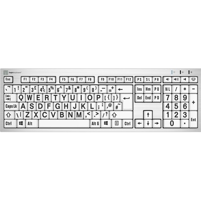 Logic Keyboard XLPrint PC Slim Line Black on White UK
