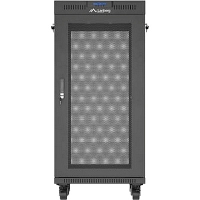 Lanberg Rack Cabinet 19" Free-Standing 24U/600X600 (FlAT Pack) With Mesh Door LCD Black V2 (FF01-6624-23BL)