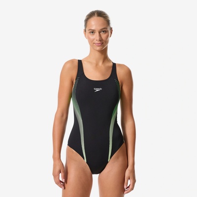 Speedo Muscleback dámske jednodielne plavecké plavky žlto-zelené