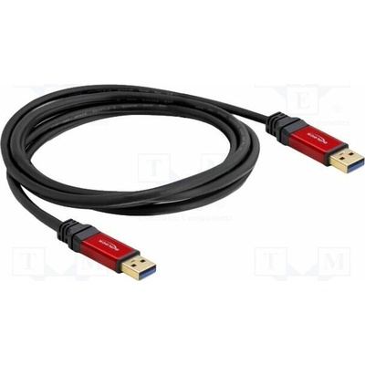 Delock 82746 USB A vidlice z obou stran zlacený 3m černý